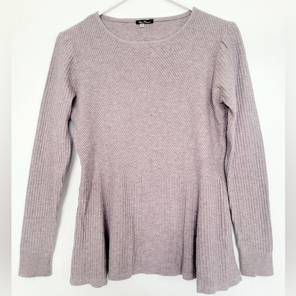Vila Milano Women's Wool Blend Sweater Boat Neck Soft Peplum Hem Mauve Small - Picture 4 of 16